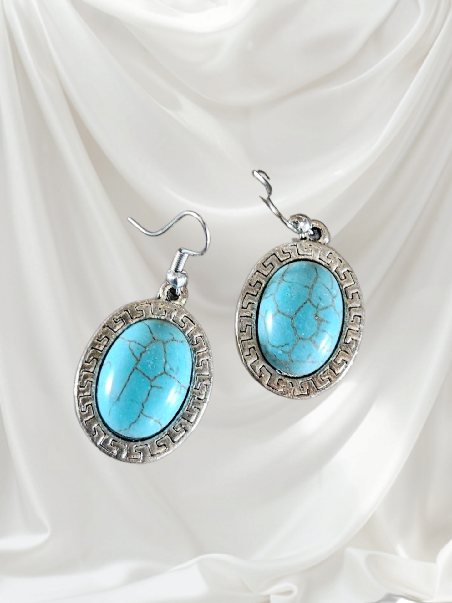 Metal Turquoise Drop Earrings