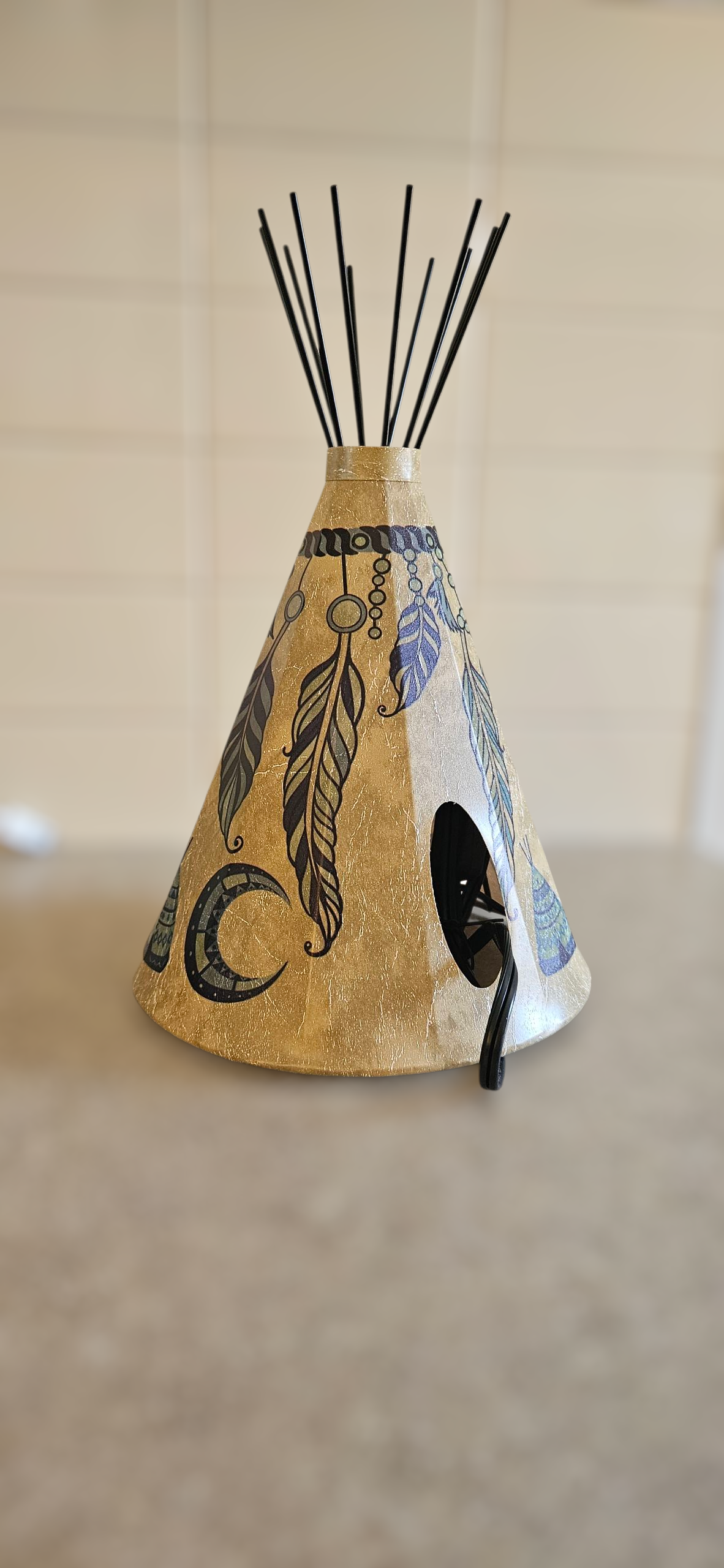 Special Edition Blue Accent Feather - Parchment Teepee Lamp