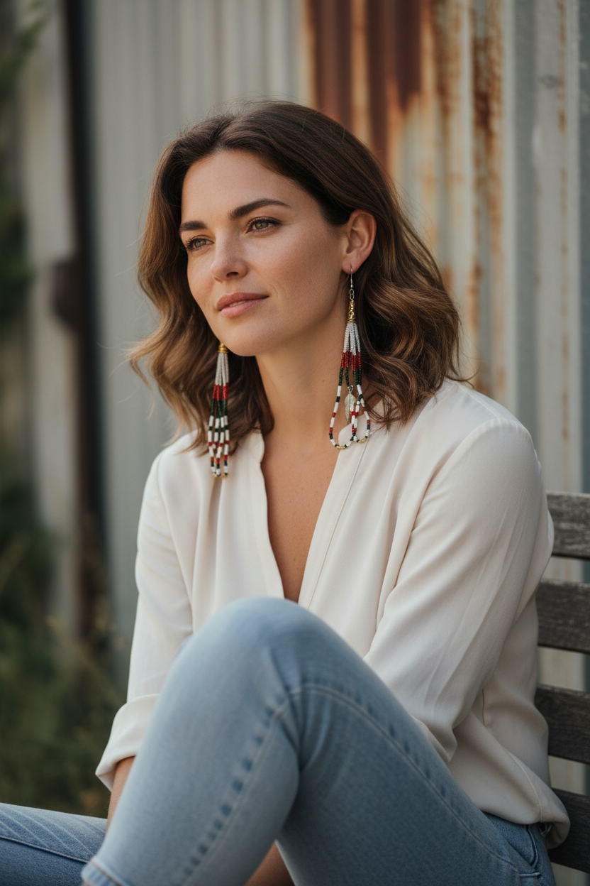 5-4.25 C Beaded Dangle Earrings