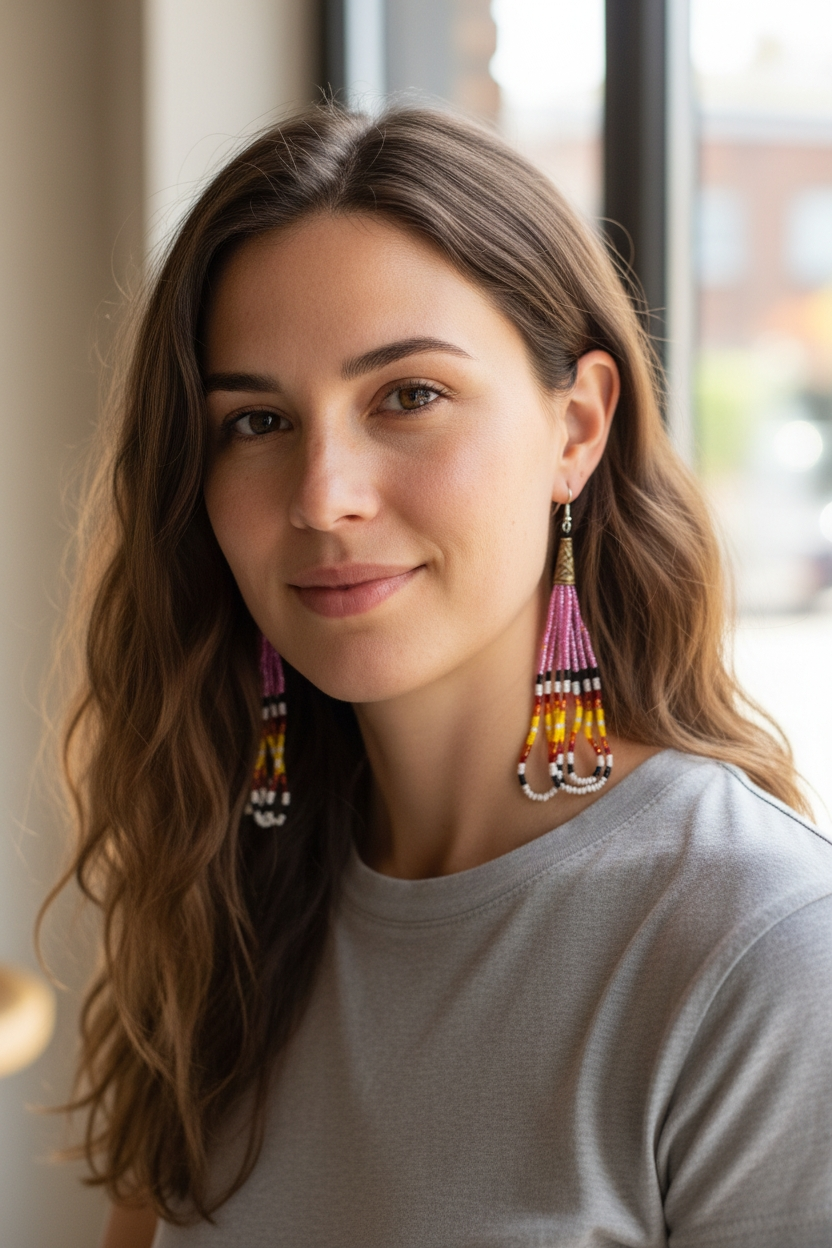 6-3.5 C Beaded Hoop Earrings