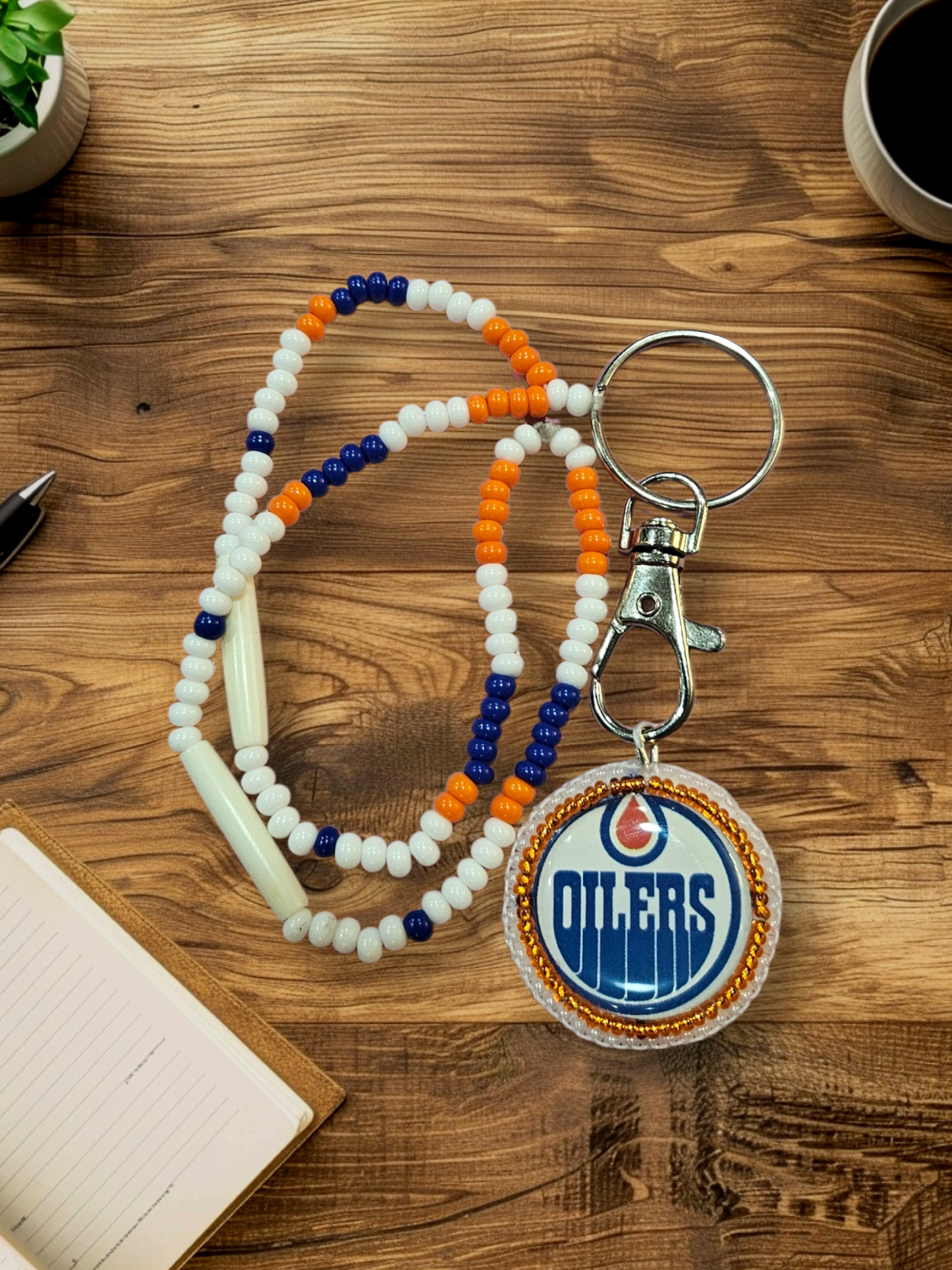 9-EOC Beaded Edmonton Oilers Keychain