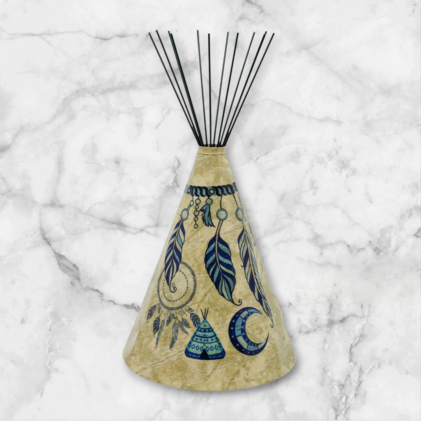 Special Edition Blue Accent Feather Dream Catcher Teepee Lamp