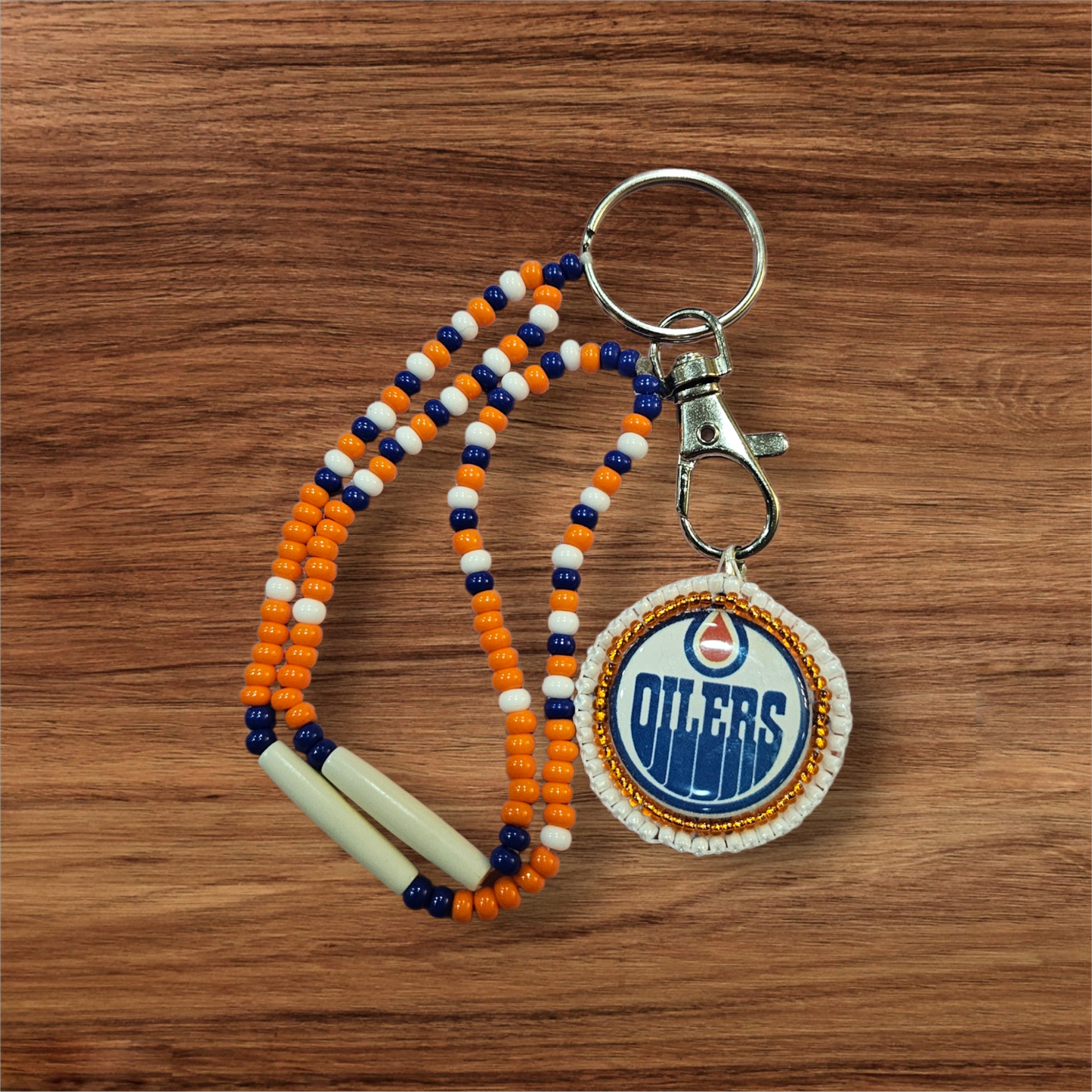 8-EOC Beaded Edmonton Oilers Keychain