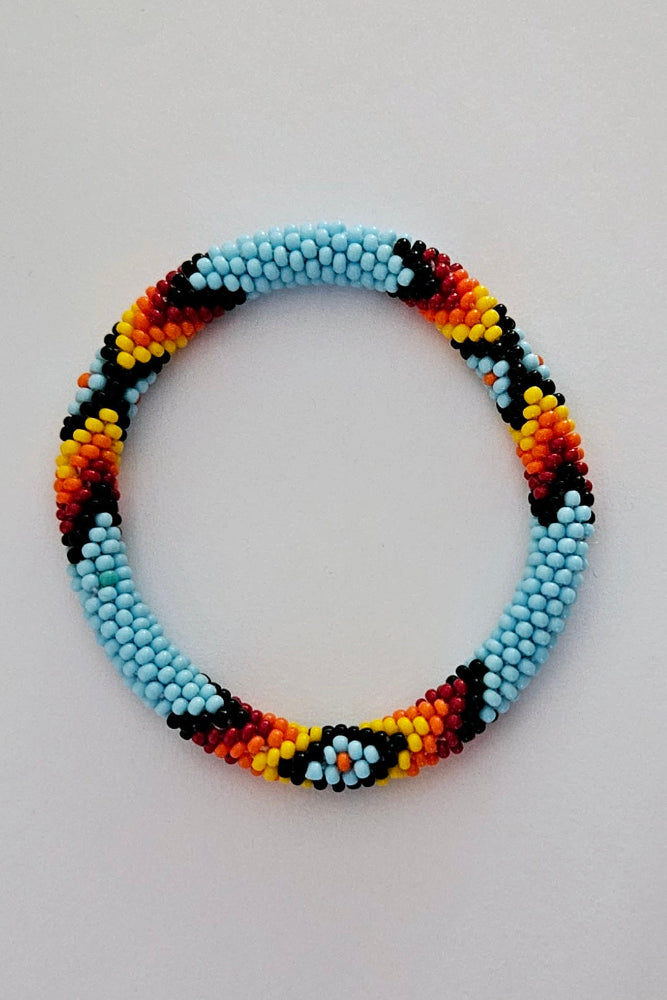 Beaded Roll On Bracelet - light Blue - LB