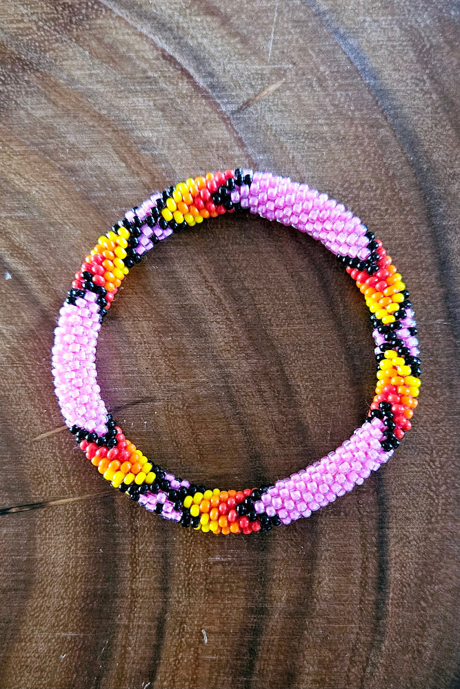 Beaded Roll Bracelet - Pink - PK