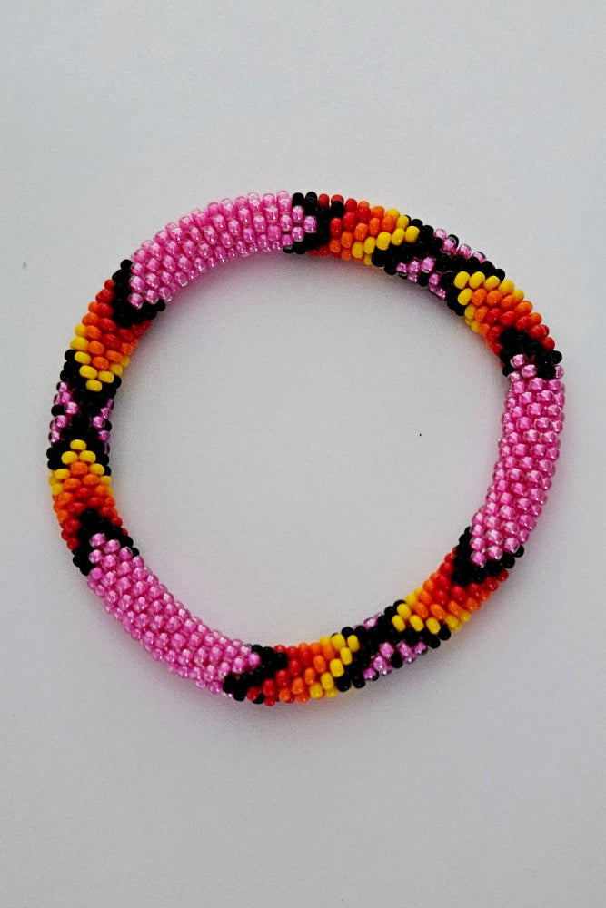 Beaded Roll Bracelet - Pink - PK