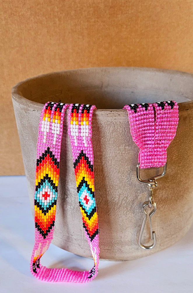 Beaded Loom Wristlet - Pink