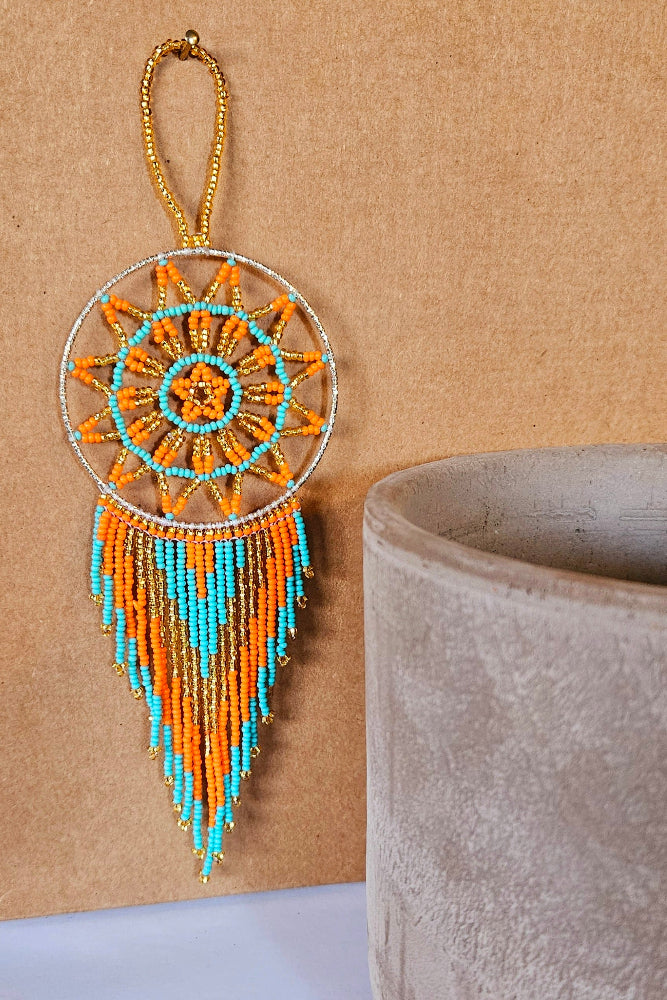 Small Beaded Flat Dream Catcher - A