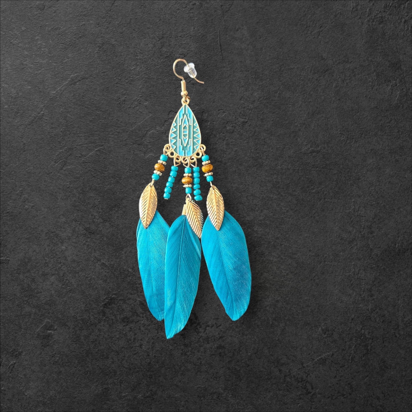 54 Blue Feather Fringe Earrings