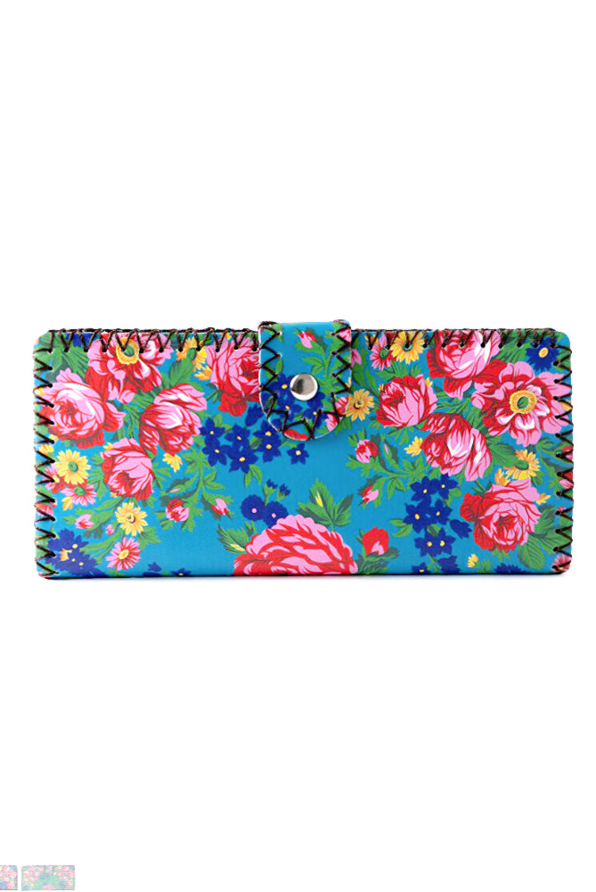 Kokum Floral Ladies Wallet - Turquoise