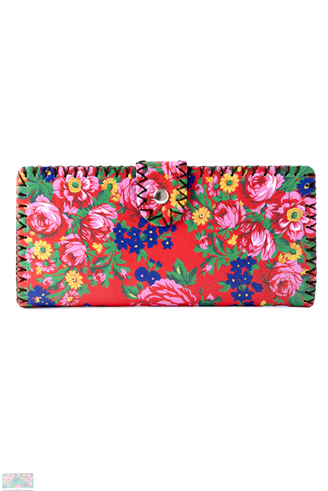 Kokum Floral Ladies Wallet - red