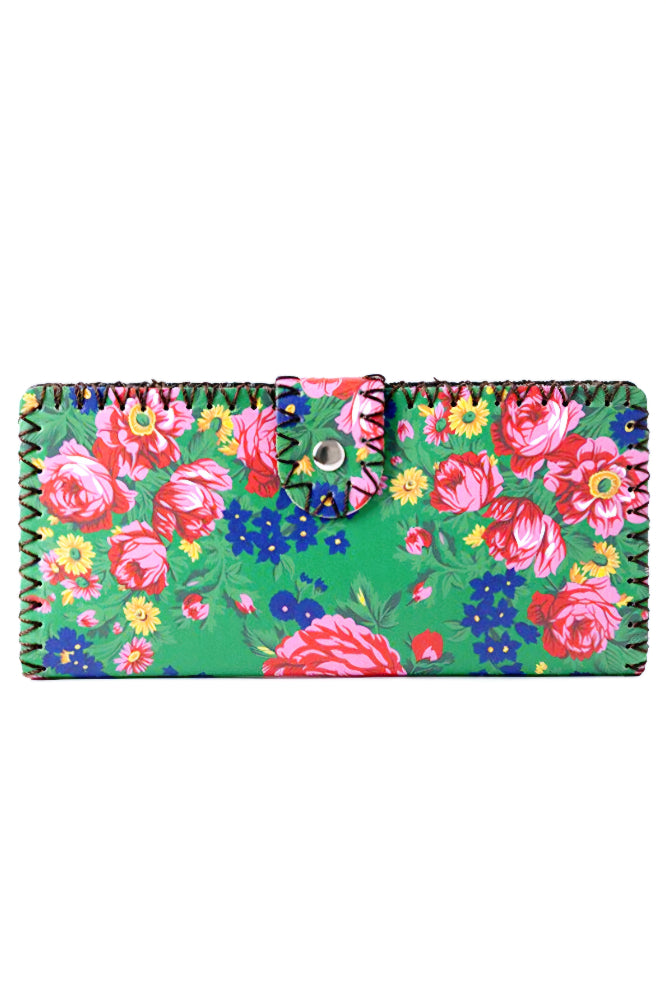 Kokum Floral Ladies Wallet - Green