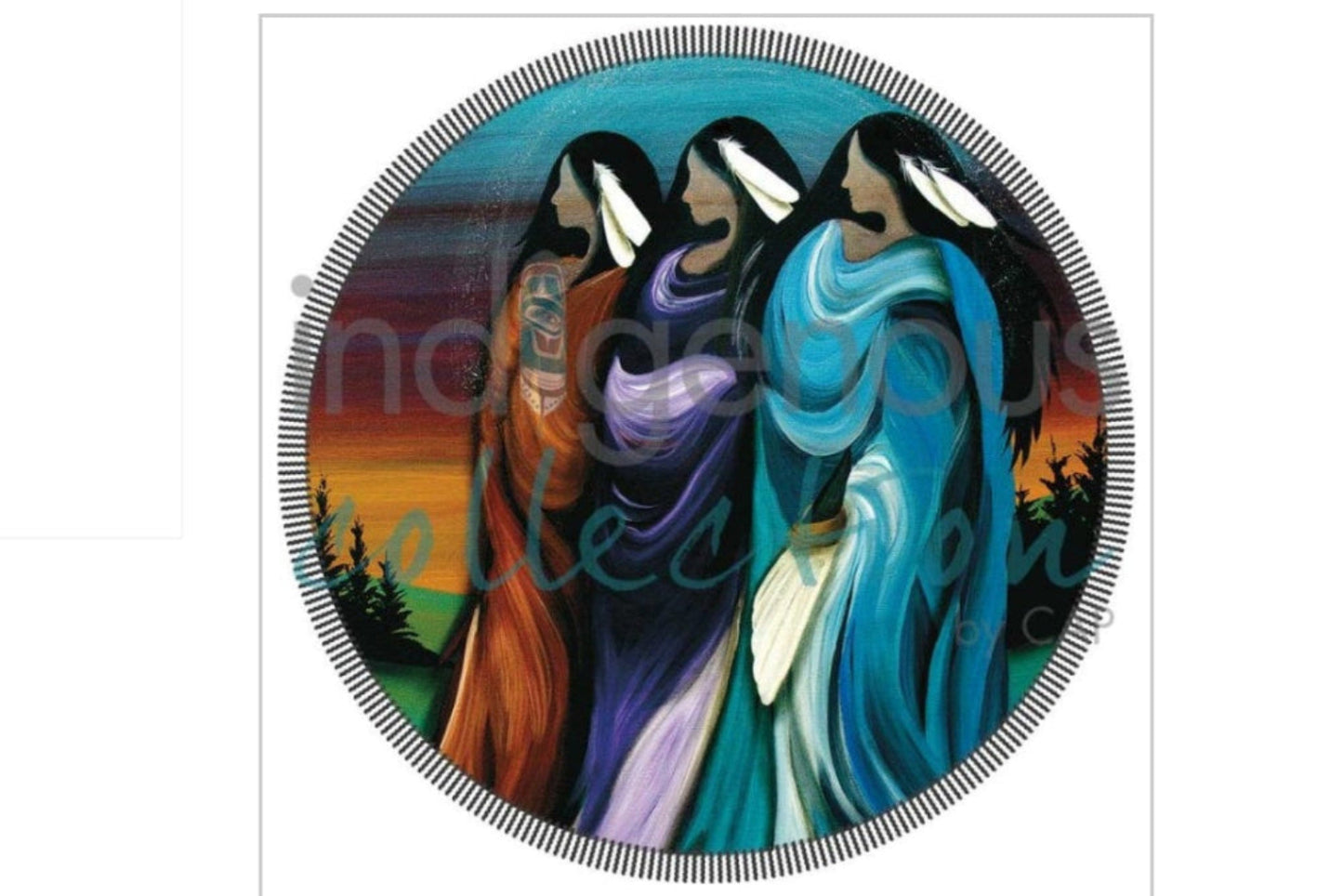 Round Beach Towel Blanket " Three Sisters "