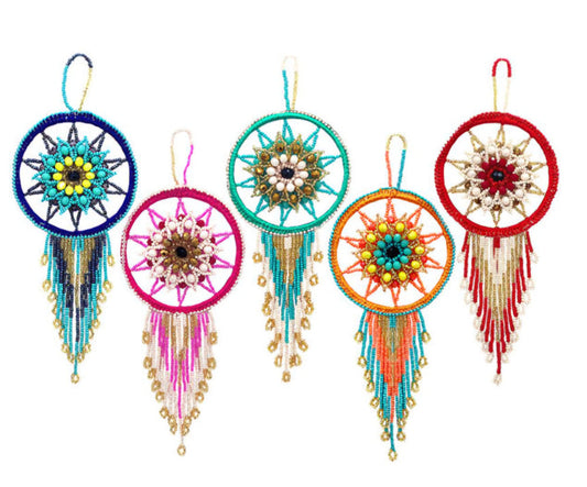 Dreamcatcher flower seed bead ornament