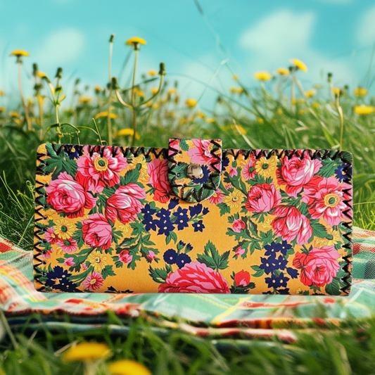 Kokum Floral Ladies Wallet - Orange
