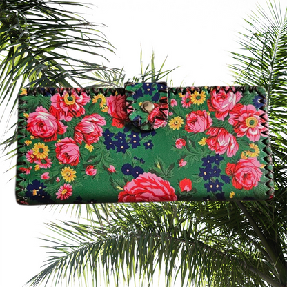 Kokum Floral Ladies Wallet - Green