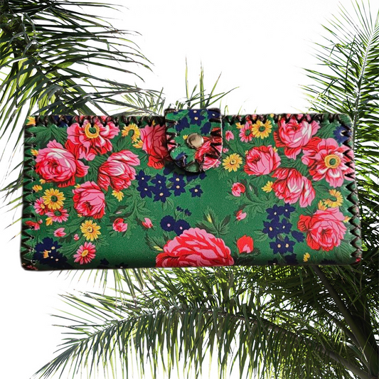Kokum Floral Ladies Wallet - Green