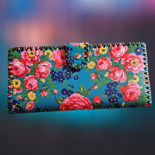 Kokum Floral Ladies Wallet - Turquoise