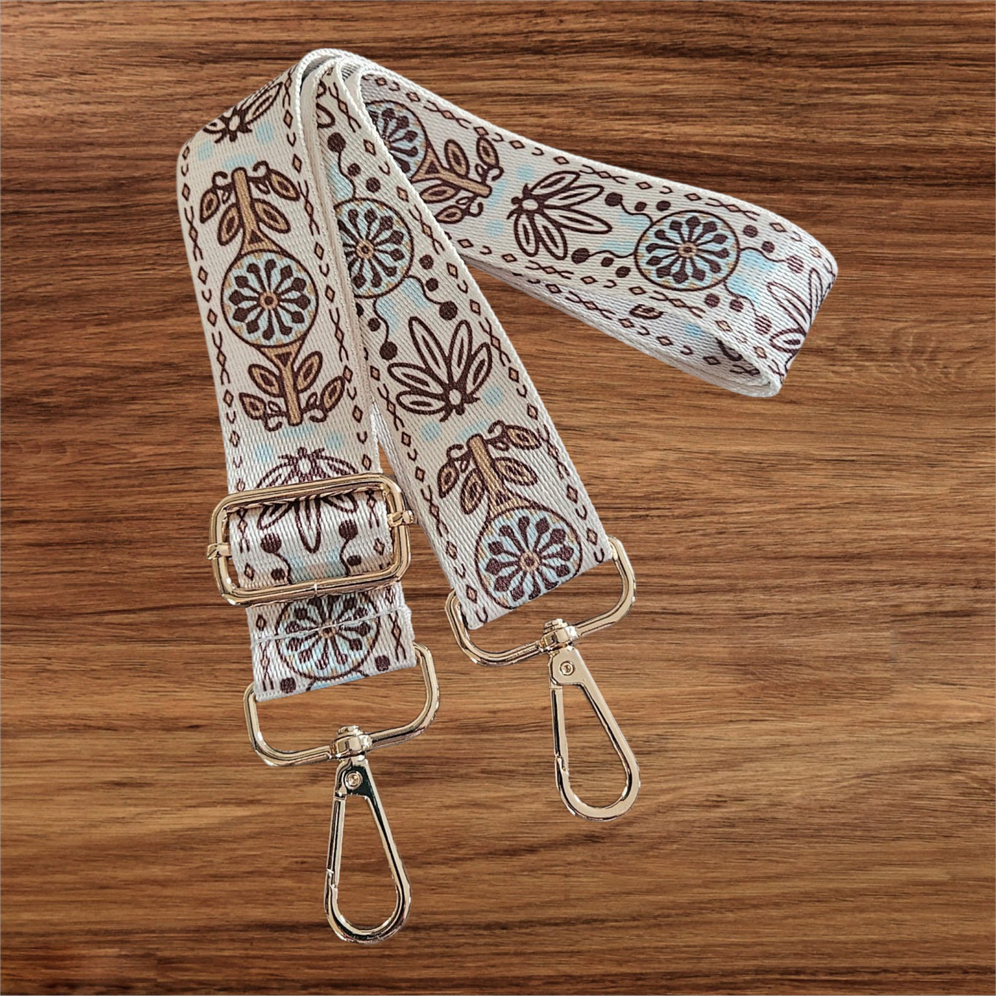 Handbag Straps - Beige with a touch of light blue