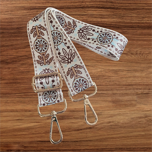 Handbag Straps - Beige with a touch of light blue