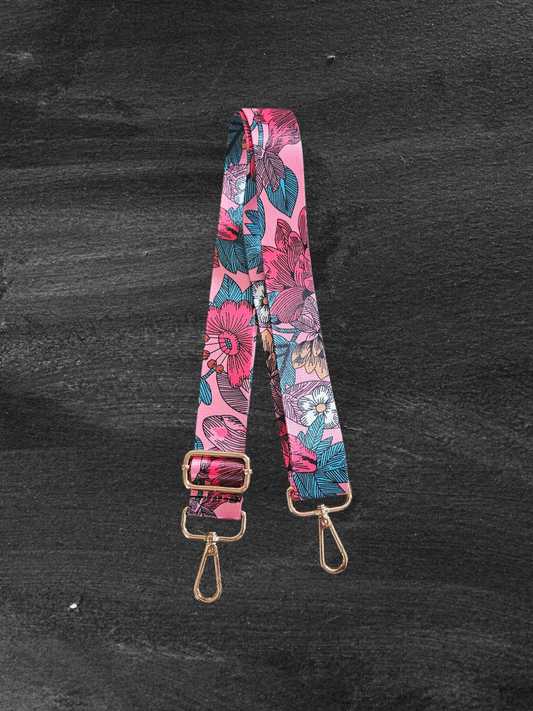 Handbag Straps - Pink/Red Flowers