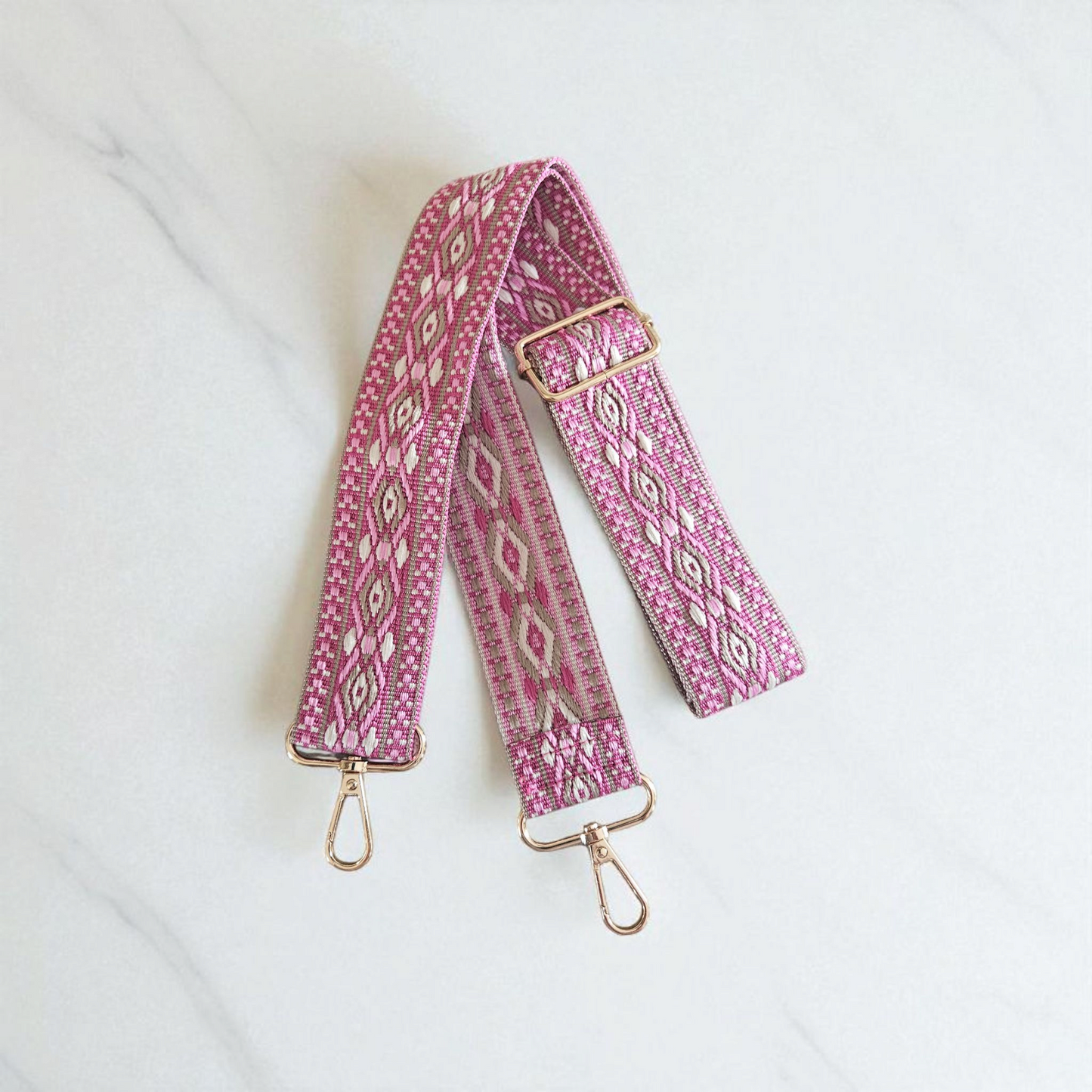 Handbag Straps - Pink Geometric
