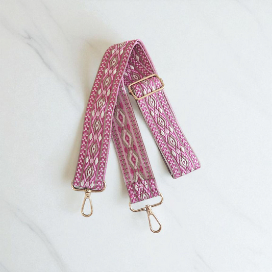 Handbag Straps - Pink Geometric