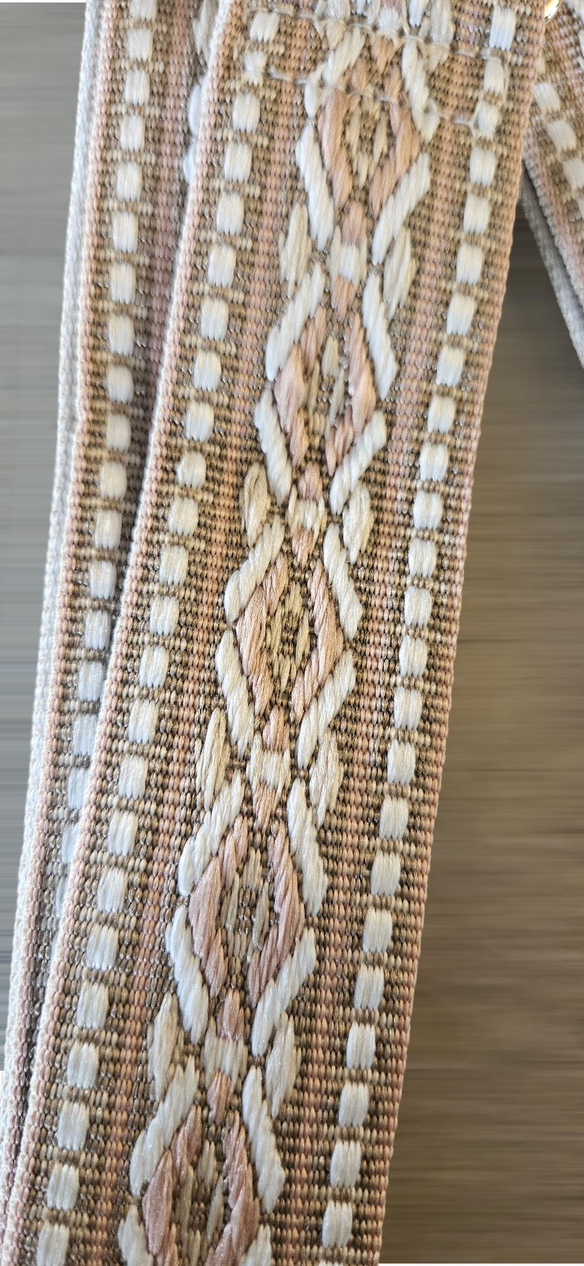 Handbag Straps - Apricot/White Geometric