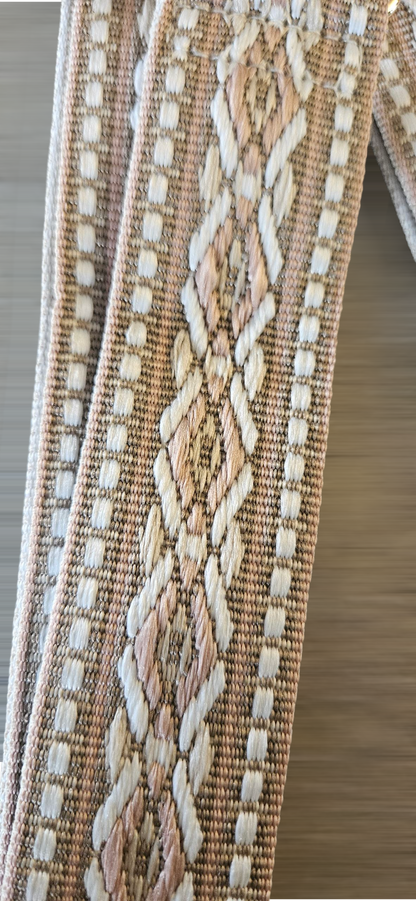 Handbag Straps - Apricot/White Geometric