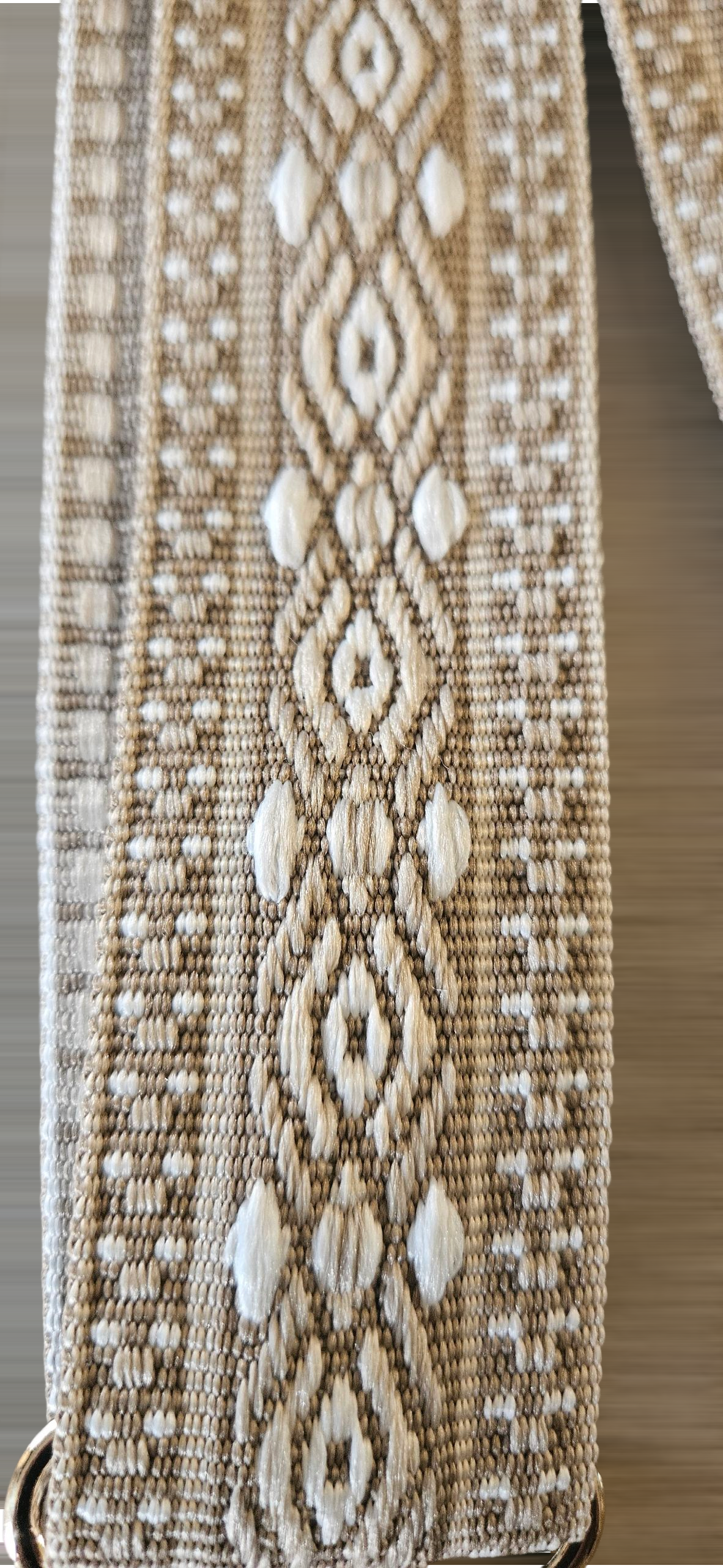 Handbag Straps - Light Beige/White Geometric