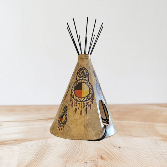 Special Edition Medicine Wheel - Parchment Teepee Lamp