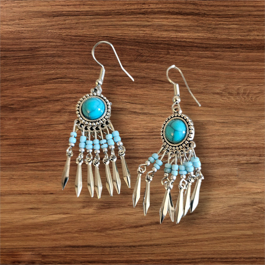 Turquoise Metal Earring