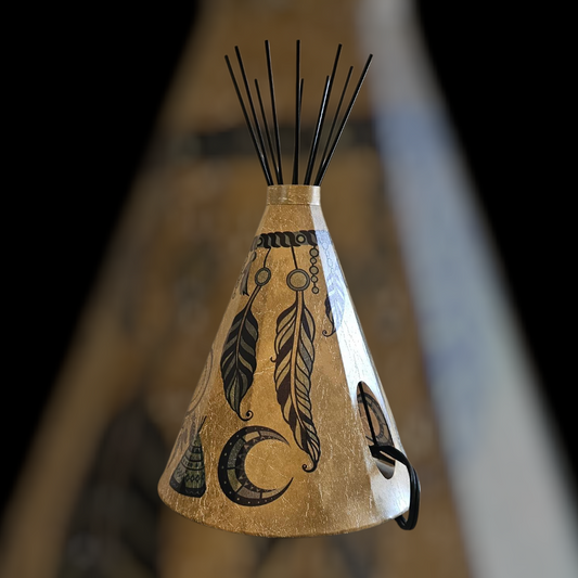 Special Edition Blue Accent Feather - Parchment Teepee Lamp