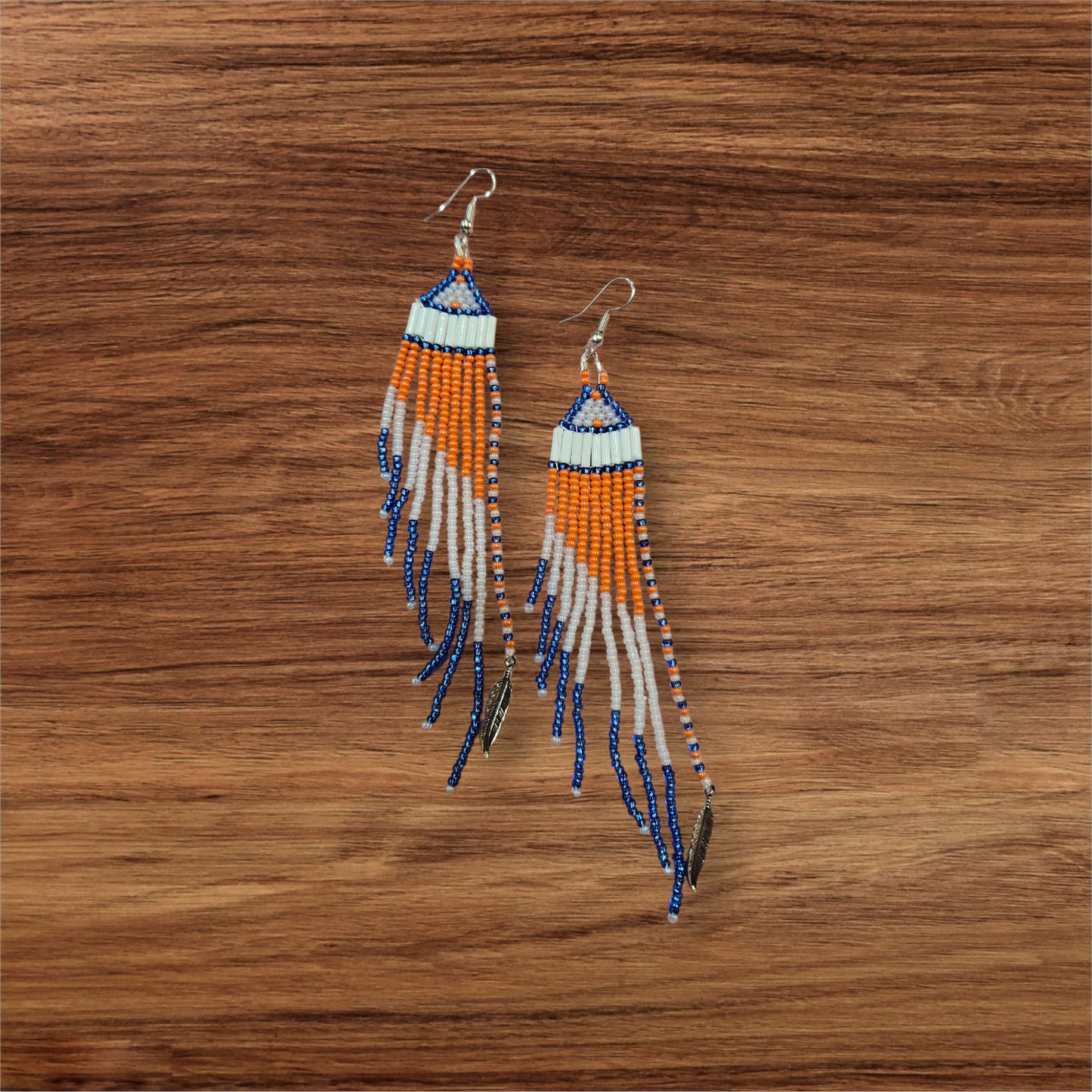 2-EOC Beaded Edmonton Oilers Earrings