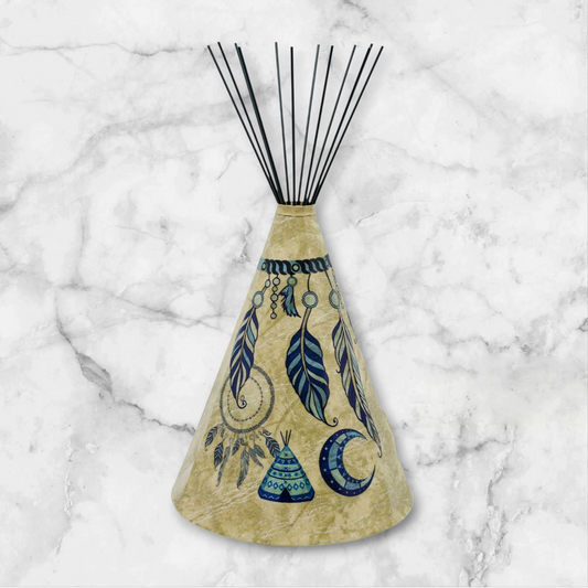 Special Edition Blue Accent Feather Dream Catcher Teepee Lamp