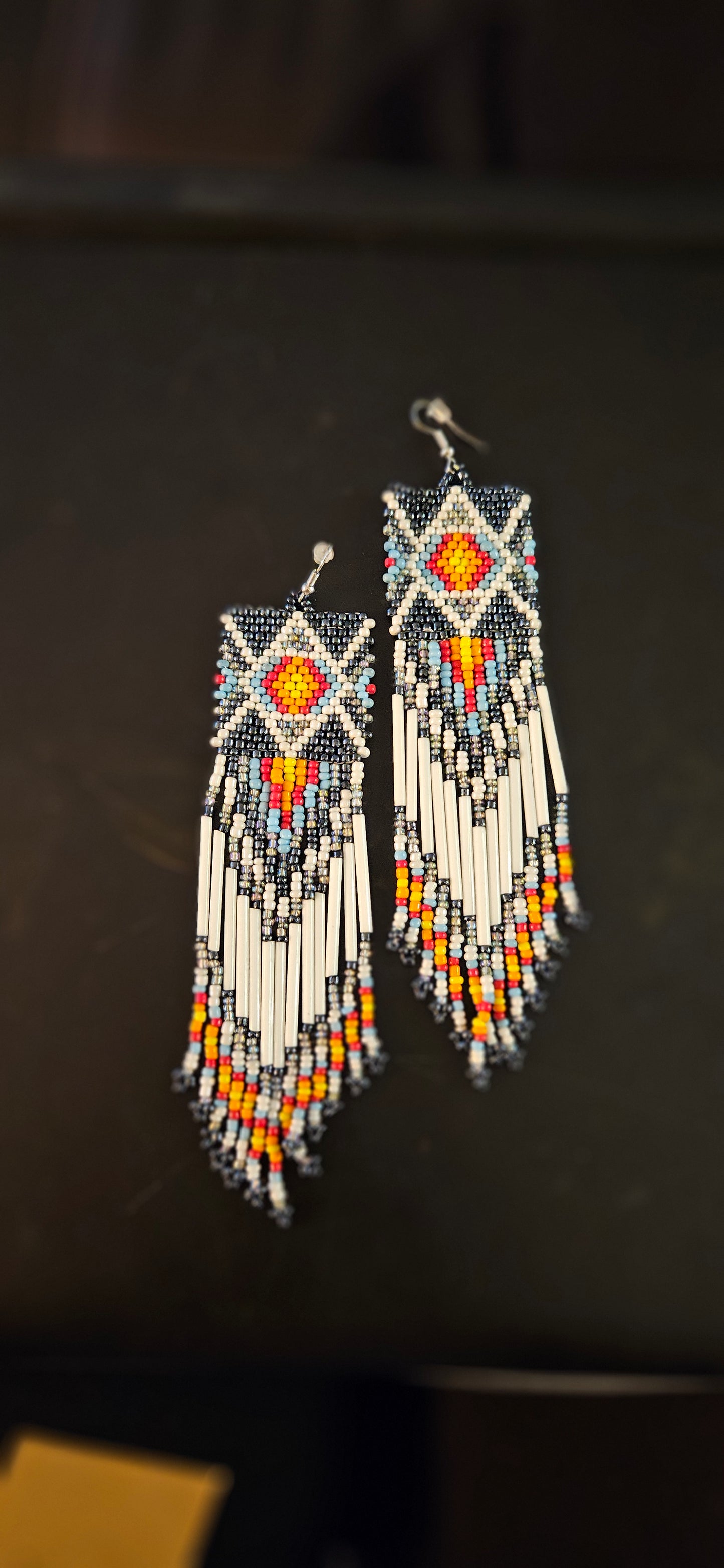 50 T Denim Fringe Beaded Earrings