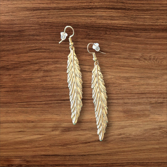 57 Gold Feather Earrings