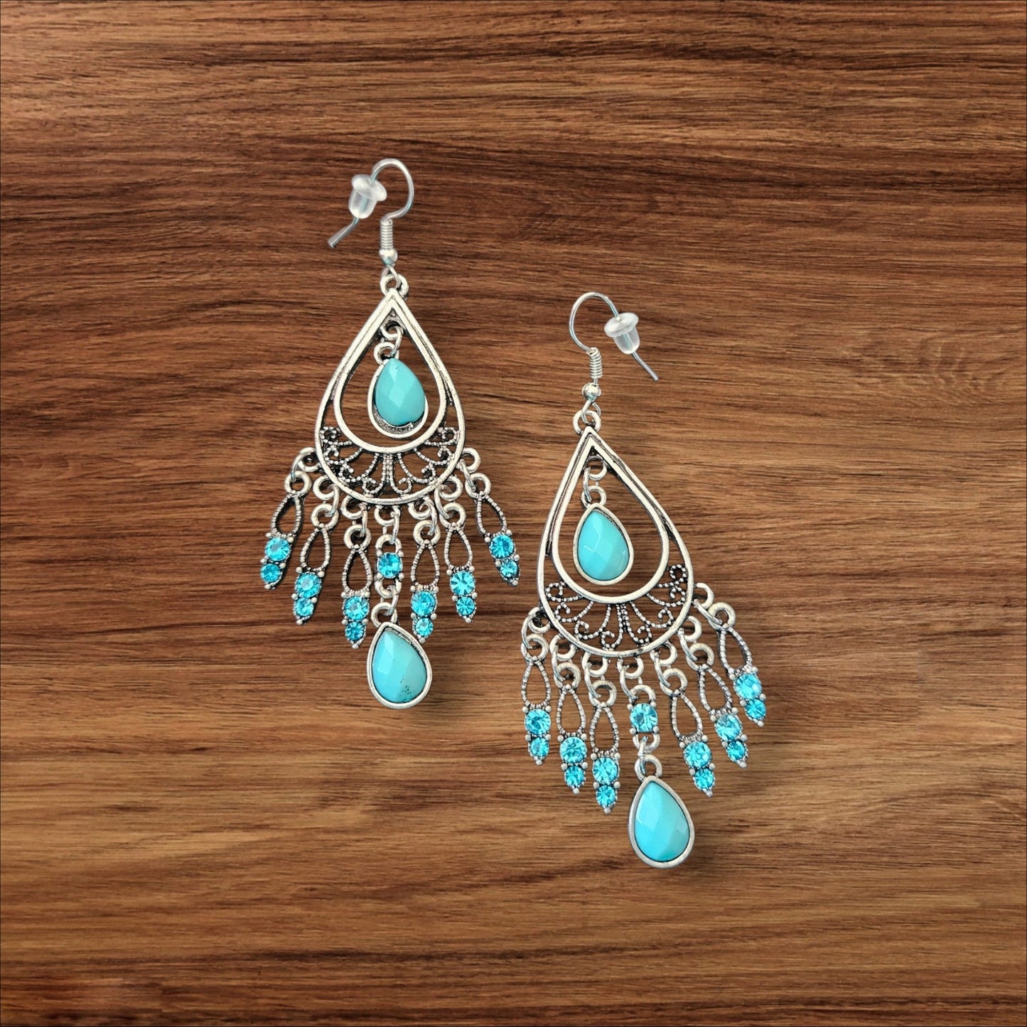 58 Silver / Turquoise Drop Earrings