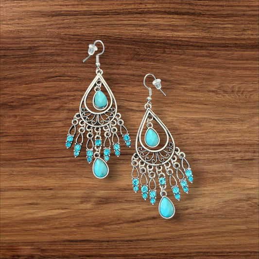 58 Silver / Turquoise Drop Earrings