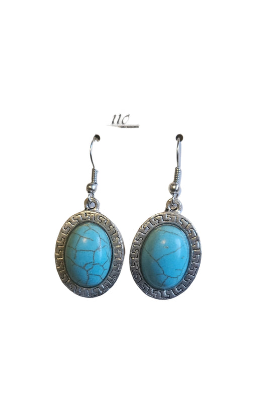 Metal Turquoise Drop Earrings