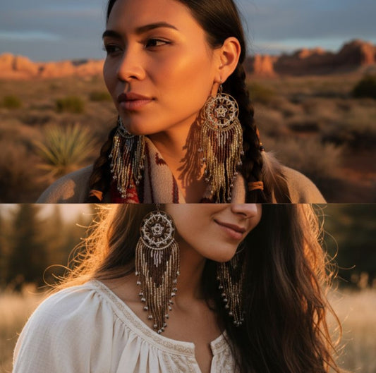 Brown/ Earth Toned Dream Catcher Earrings