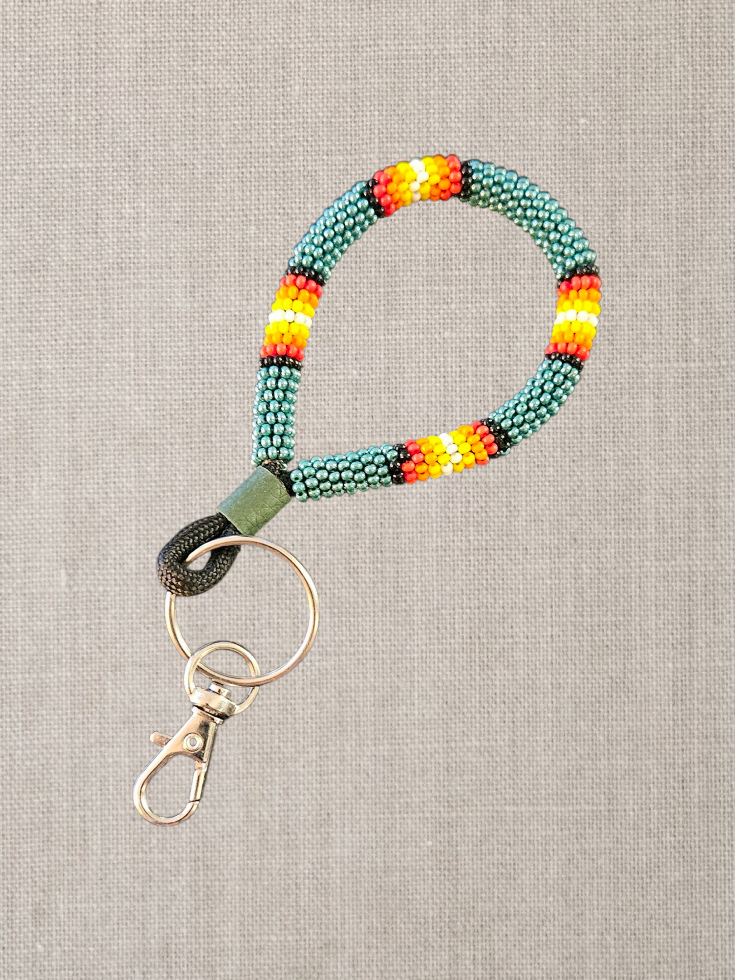 Beaded Loop Keychain - Dark green