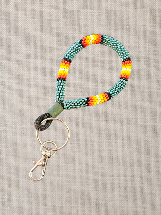 Beaded Loop Keychain - Dark green