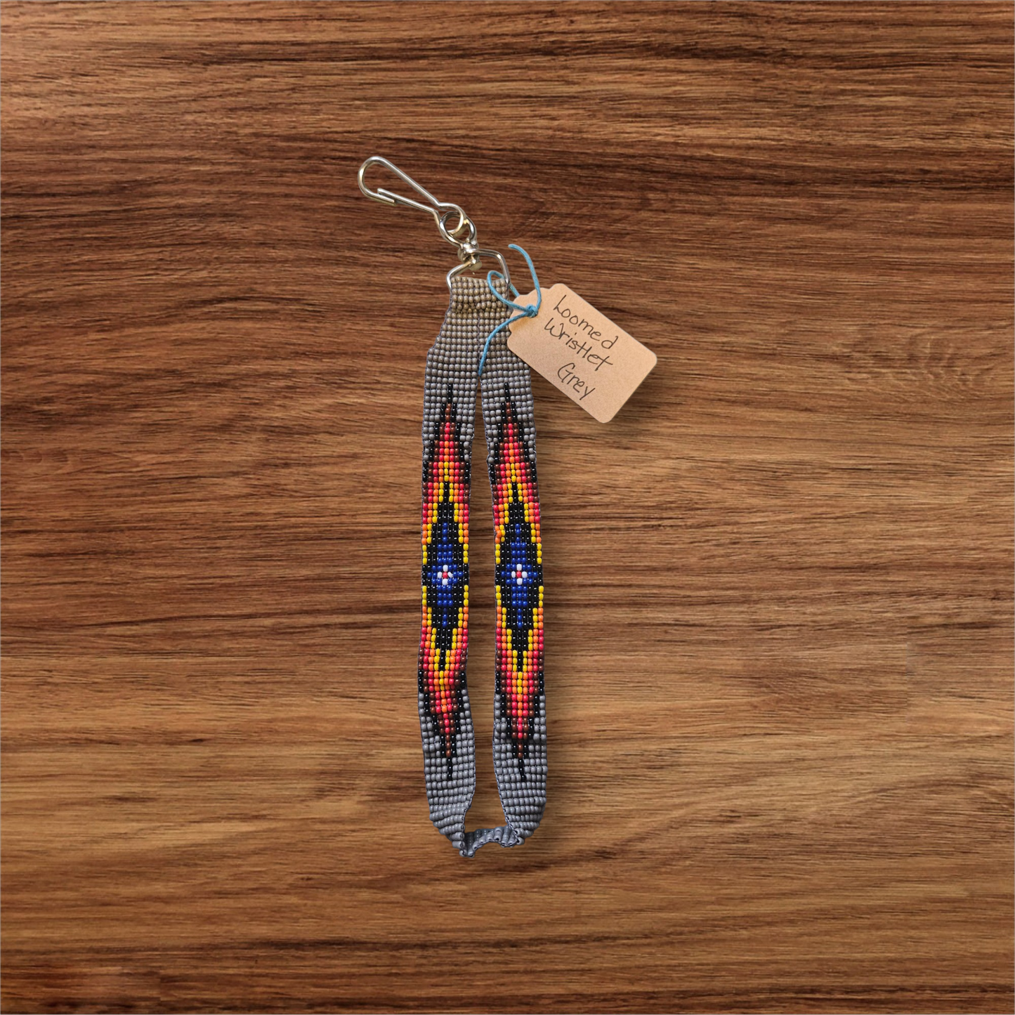 Beaded Loom Wristlet - Grey