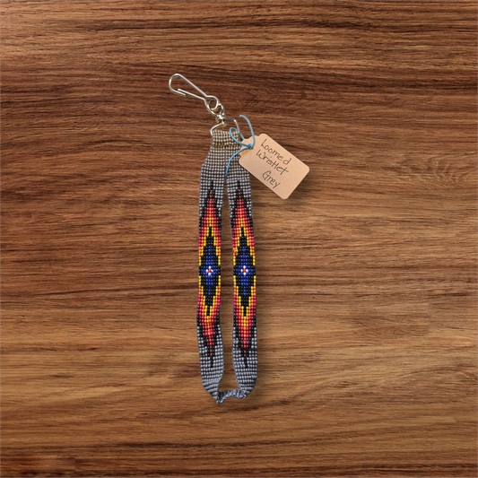 Beaded Loom Wristlet - Grey