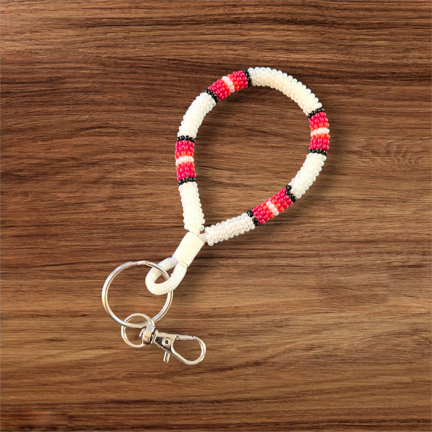 Beaded Loop Keychain - white
